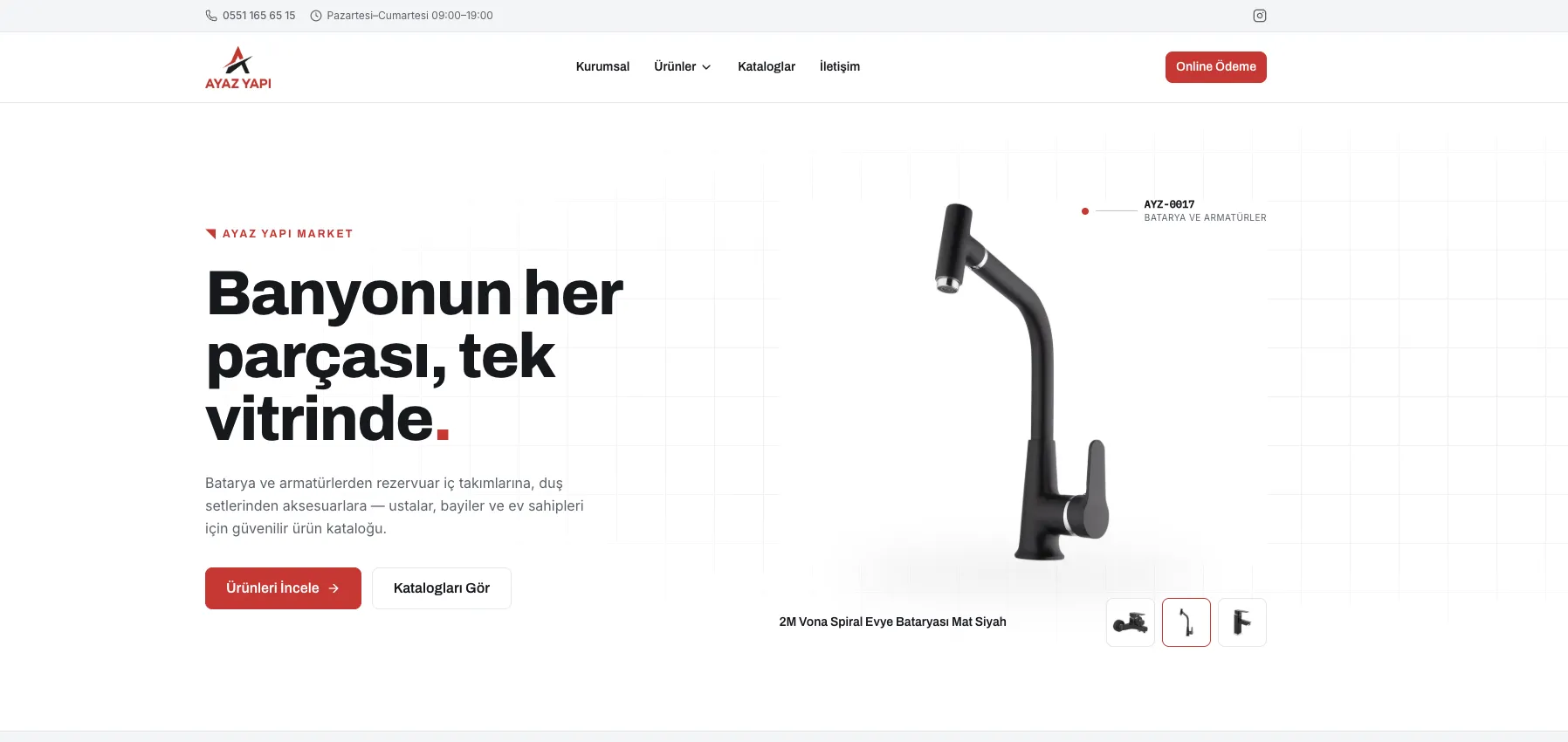 Ayaz Yapı web sitesi ana sayfası