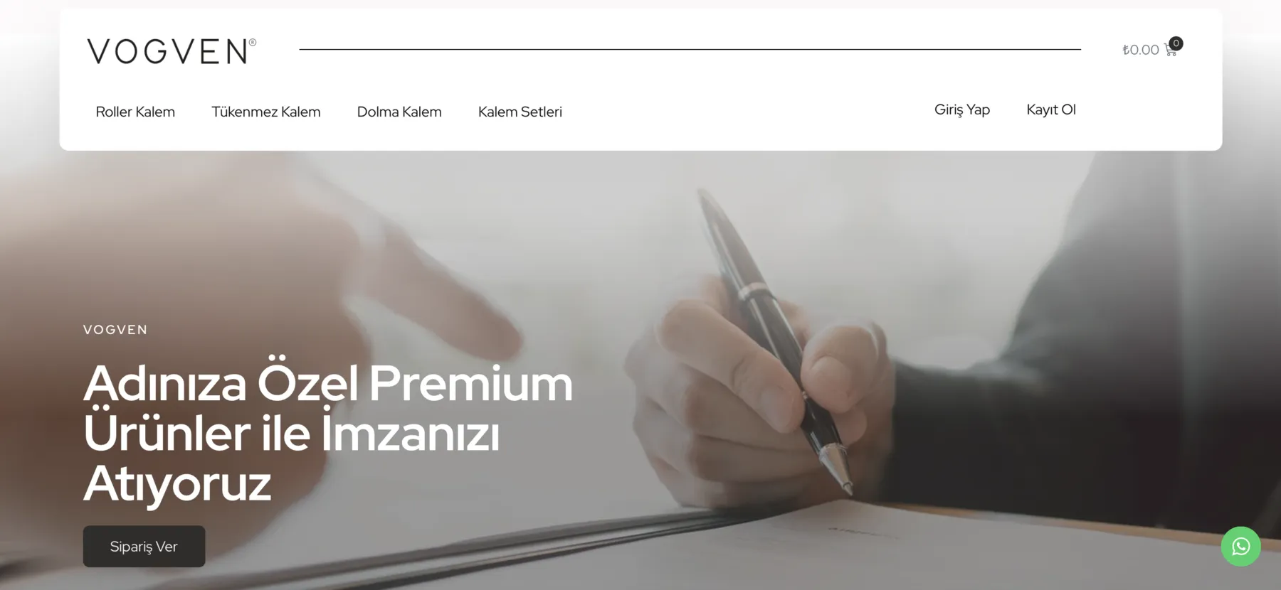 Vogven web sitesi ana sayfası