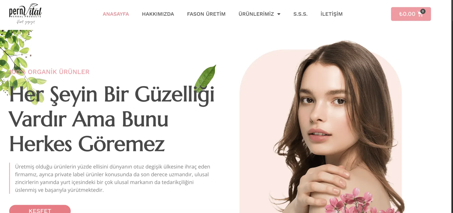 Pern Vital web sitesi ana sayfası