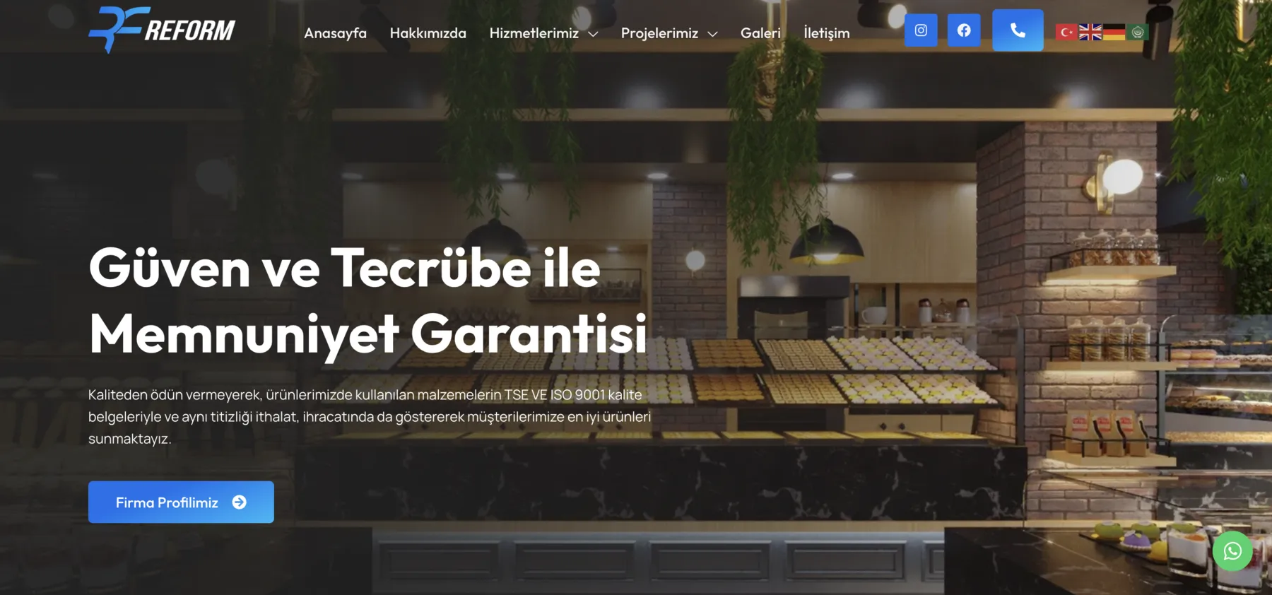 Reform Soğutma web sitesi ana sayfası